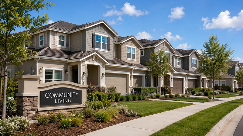 Townhome community representing HOA repiping services in Orange County