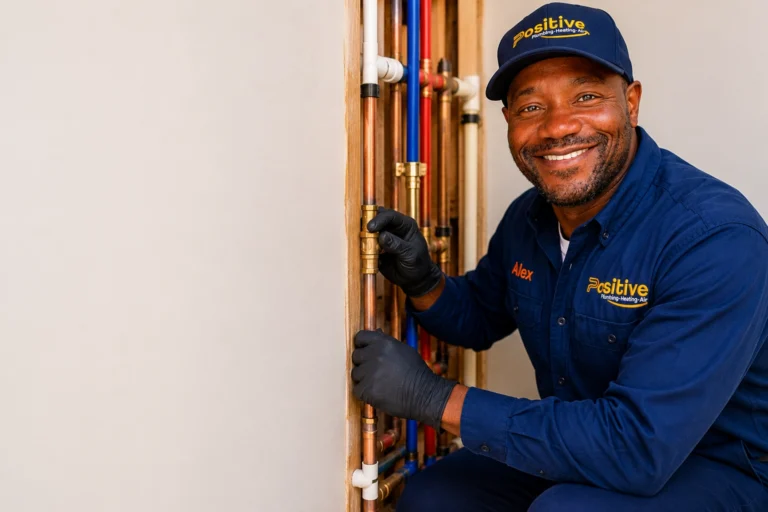 Positive Plumbing technician performing a whole house repiping project in Orange County California
