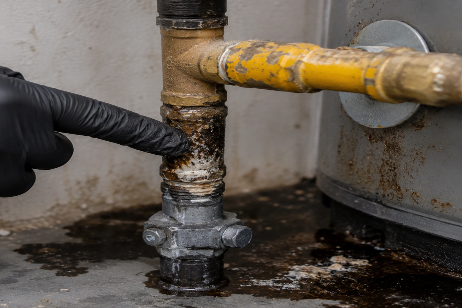 Corroded residential gas line and fitting identified during a gas line repair project in Orchard Hills, Irvine, CA.