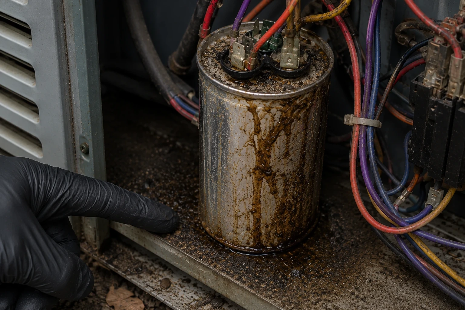 Corroded AC component found during a residential AC repair inspection in Woodbridge, Irvine, CA.